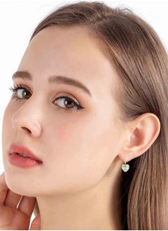EVEVIC Austrian Peach Heart Crystal Drop Earrings for Women 14K Gold Plated Hypoallergenic  - Image 4