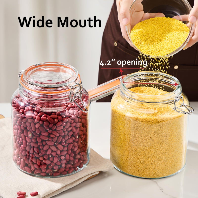 YARWELL 0.6 Gallon Glass Storage Jar with Lid, Wide Mouth Glass Canister for Storing Food in Pantry and Fermenting, Set of 2 - Image 3