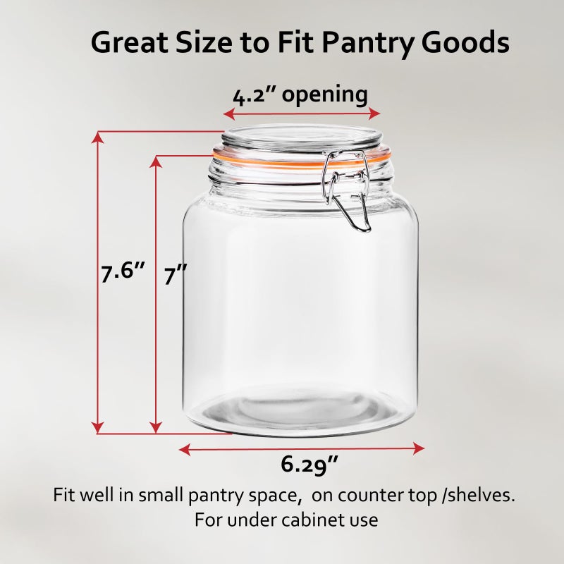 YARWELL 0.6 Gallon Glass Storage Jar with Lid, Wide Mouth Glass Canister for Storing Food in Pantry and Fermenting, Set of 2 - Image 2