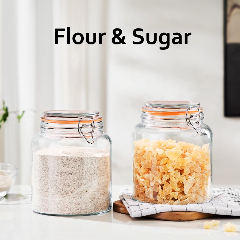 YARWELL 0.6 Gallon Glass Storage Jar with Lid, Wide Mouth Glass Canister for Storing Food in Pantry and Fermenting, Set of 2 - Image 4