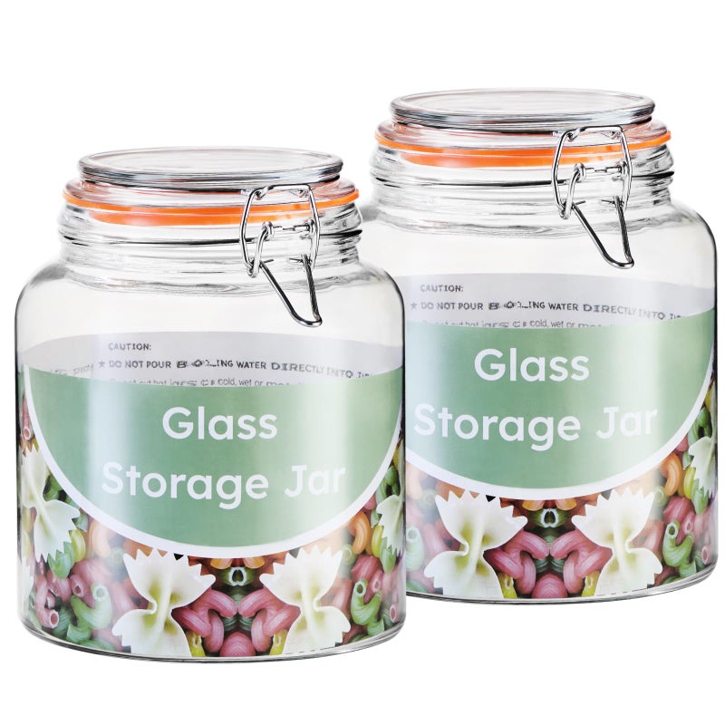 YARWELL 0.6 Gallon Glass Storage Jar with Lid, Wide Mouth Glass Canister for Storing Food in Pantry and Fermenting, Set of 2 - Image 1