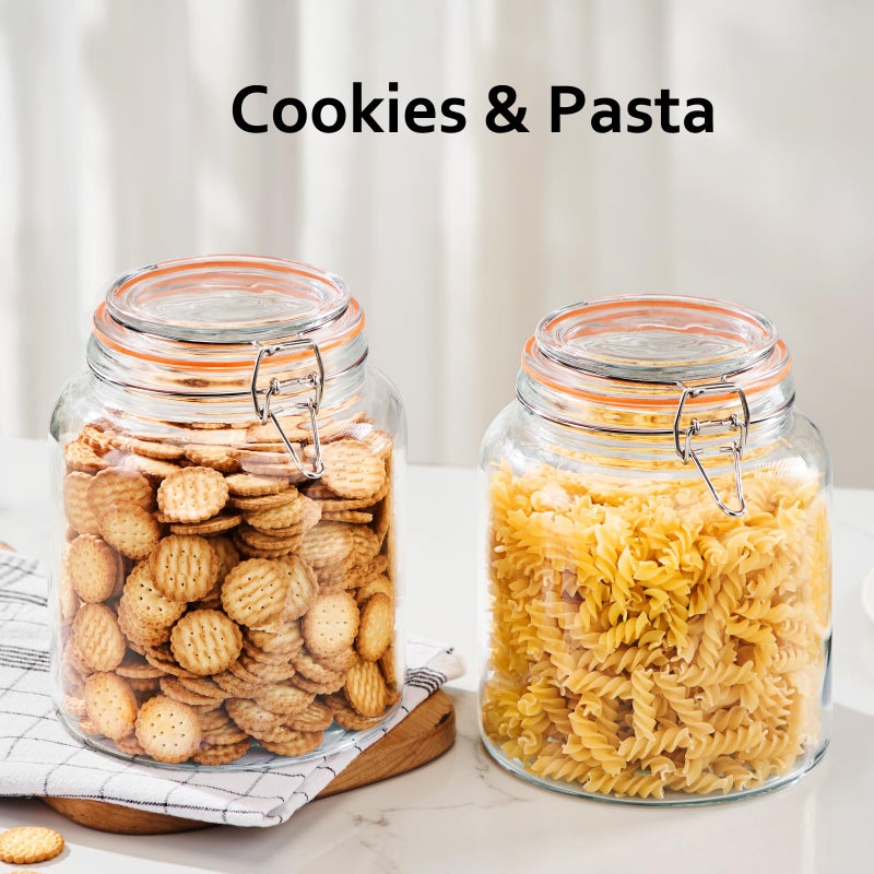 YARWELL 0.6 Gallon Glass Storage Jar with Lid, Wide Mouth Glass Canister for Storing Food in Pantry and Fermenting, Set of 2 - Image 5