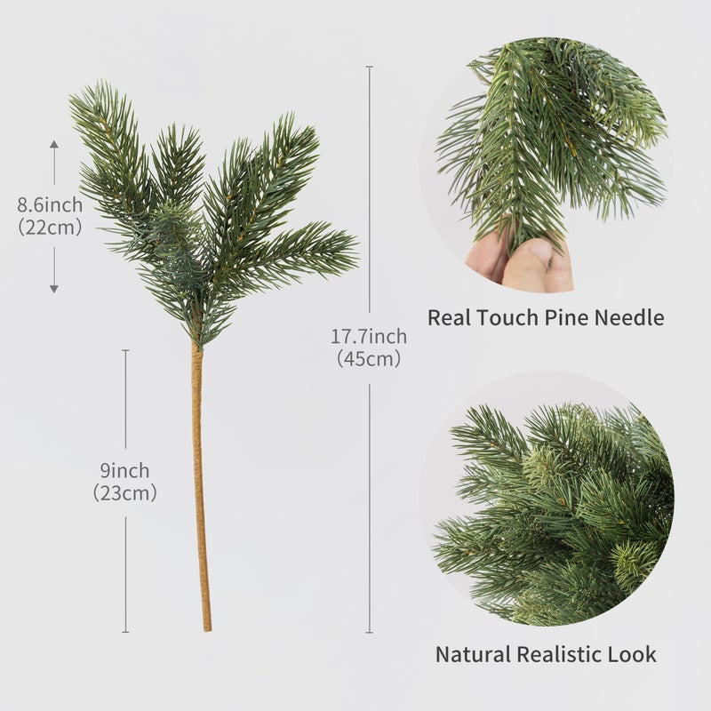 MISSPIN 12 Pcs 19.5 Inches Christmas Cedar Branches, Cedar Artificial Christmas DIY Crafts Faux Branches for Xmas Indoor Outdoor Home Decor - Image 2