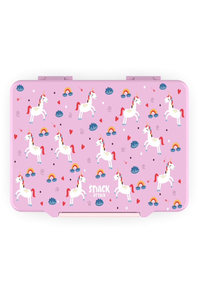 Snack attack Lunch Box for Kids School,Children Lunch Box with Compartments, Bento Box Children, Leak-proof Lunch Box for Girls and Boys, Snack Box, Perfect for School, Nursery & Trips  (PINK UNICORN FAMILY) - Image 2