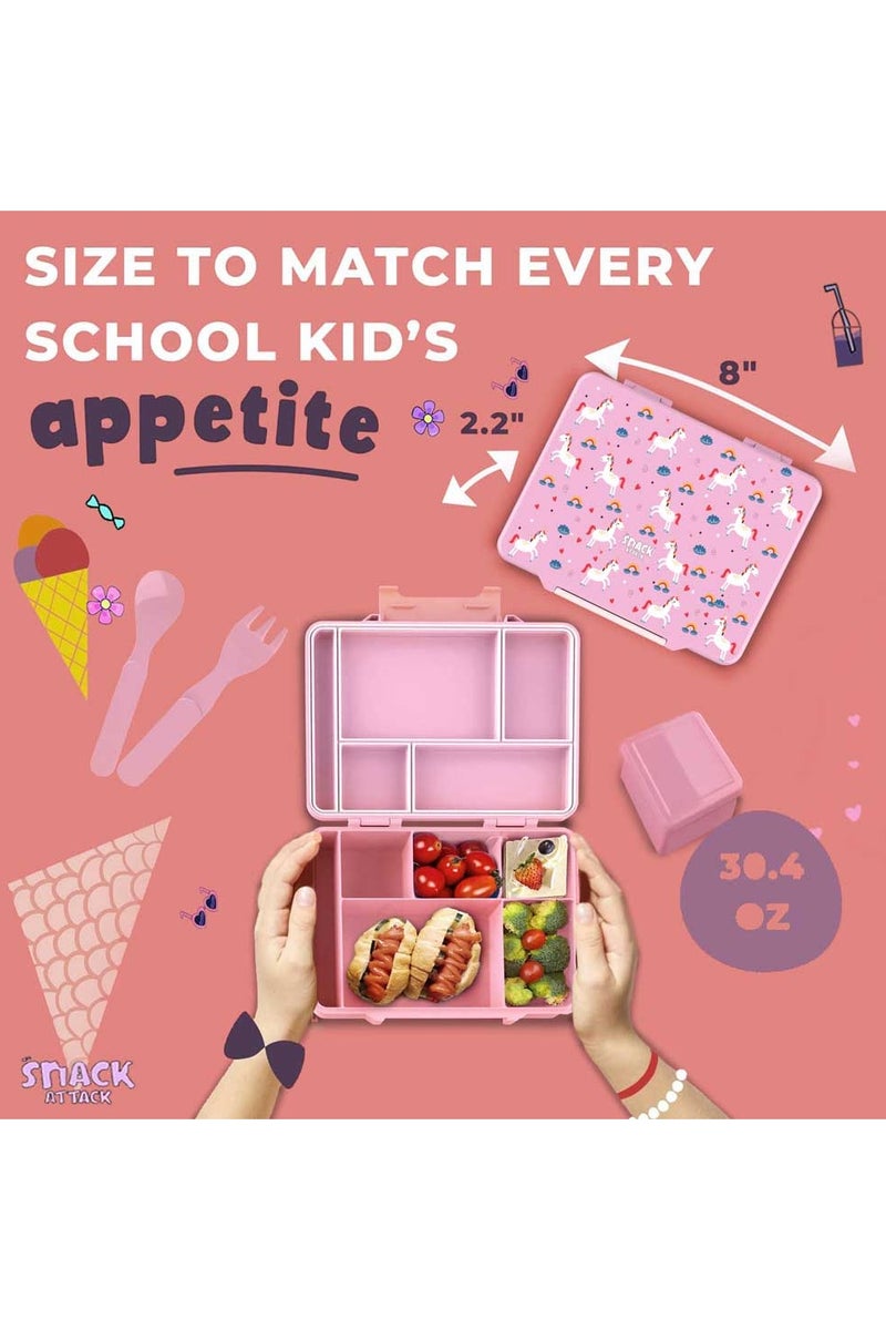 Snack attack Lunch Box for Kids School,Children Lunch Box with Compartments, Bento Box Children, Leak-proof Lunch Box for Girls and Boys, Snack Box, Perfect for School, Nursery & Trips  (PINK UNICORN FAMILY) - Image 3