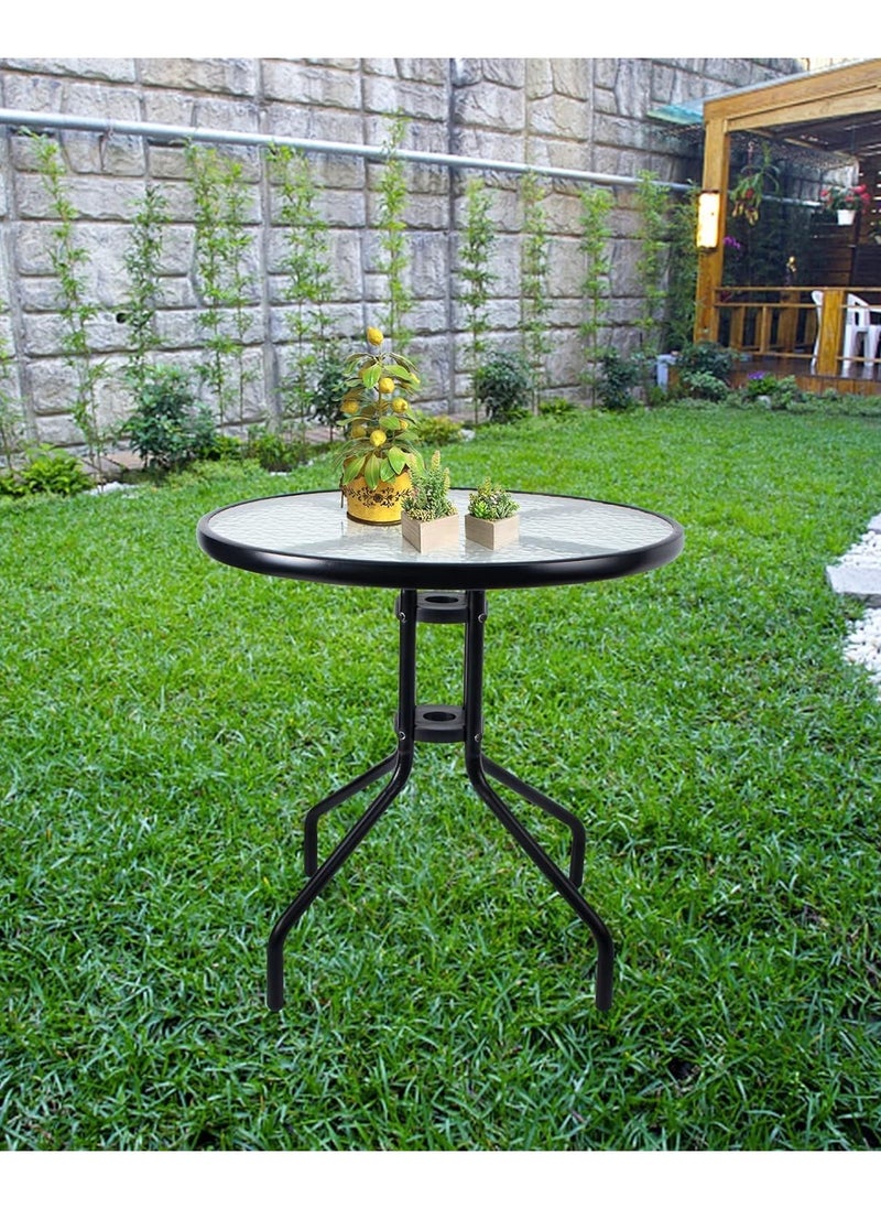 DubaiGallery Round coffee Table,Outdoor Side Table,Balcony Table,with Glass Table Top Metal Coffee Table for Patio Coffee Tables  - Image 4