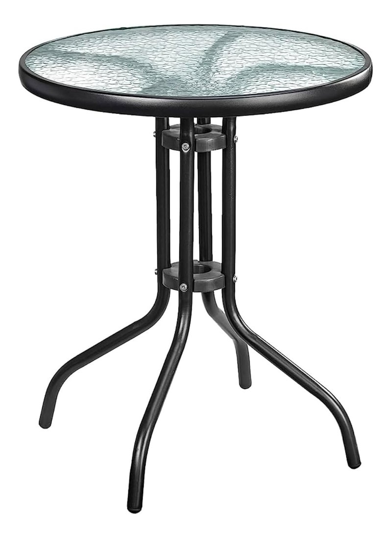 DubaiGallery Round coffee Table,Outdoor Side Table,Balcony Table,with Glass Table Top Metal Coffee Table for Patio Coffee Tables  - Image 1