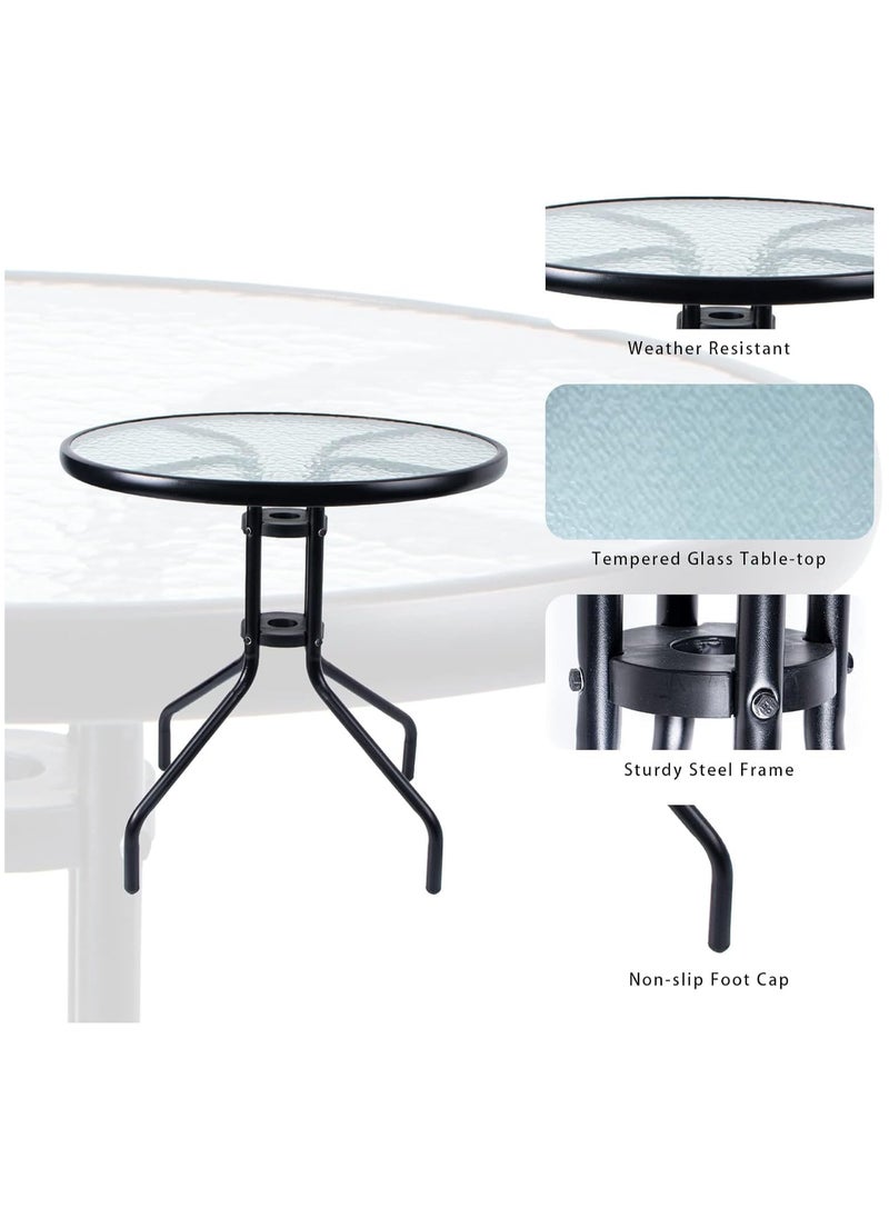DubaiGallery Round coffee Table,Outdoor Side Table,Balcony Table,with Glass Table Top Metal Coffee Table for Patio Coffee Tables  - Image 3