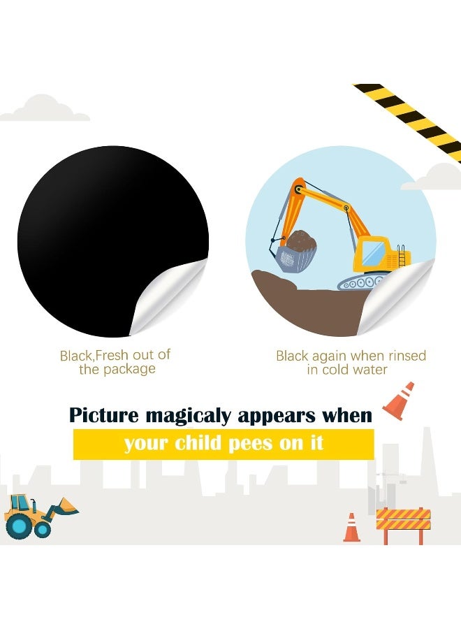 Geyee 24 Pcs Potty Training Stickers Potty You Pee on Toilet Reveal Stickers Chart Reusable Pee Decals Color Changing Seat Toilet Targets for Boys Girls Kids Training Use(Construction) - Image 2