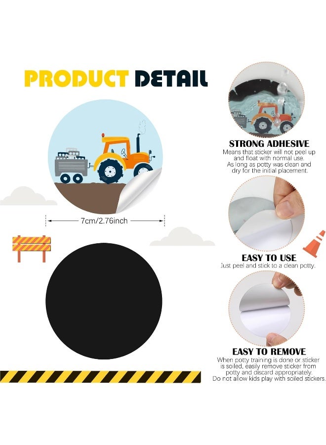 Geyee 24 Pcs Potty Training Stickers Potty You Pee on Toilet Reveal Stickers Chart Reusable Pee Decals Color Changing Seat Toilet Targets for Boys Girls Kids Training Use(Construction) - Image 3