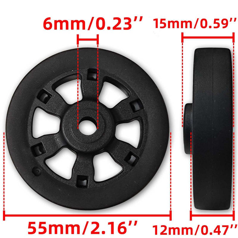 Miayaya Miayaya Suitcase Wheels Replacement 360 Spinner 55x12mm Kits Luggage Travel Wheel Double Accessories Universal Rubber Swivel Trolley Casters Bearings Repair Tools Set Rotating Flexible Quietness 2Pack  - Image 3