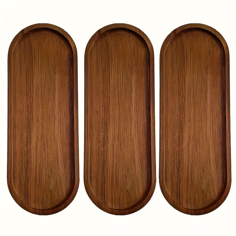 Multi Functional Wooden Tray Oval Solid Wood Platter 11 42 Inch For Breakfast Tea Cake Sushi Serving Plate Great Kitchen Accessory Home Restaurant And Party Use Christmas Halloween Gift Hand Wash - Image 1