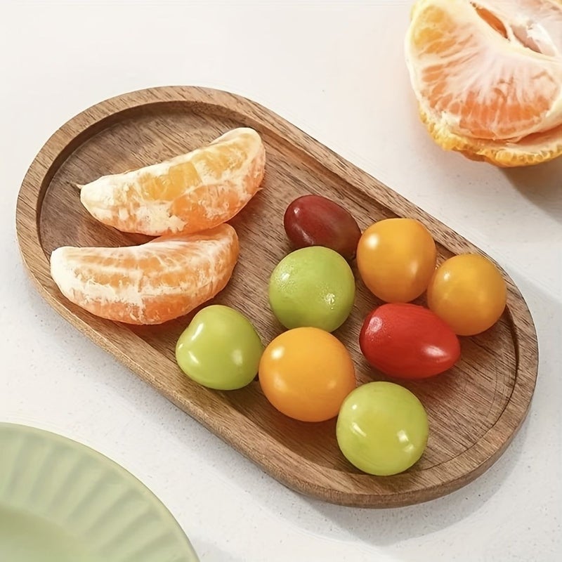 Multi Functional Wooden Tray Oval Solid Wood Platter 11 42 Inch For Breakfast Tea Cake Sushi Serving Plate Great Kitchen Accessory Home Restaurant And Party Use Christmas Halloween Gift Hand Wash - Image 5