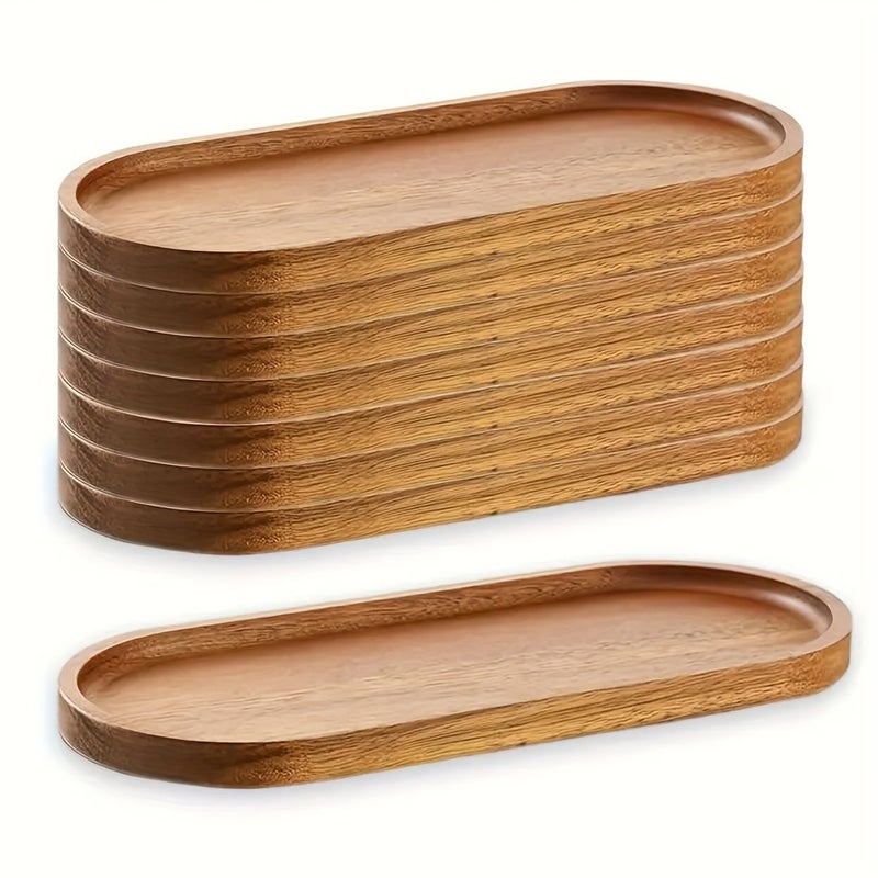 Multi Functional Wooden Tray Oval Solid Wood Platter 11 42 Inch For Breakfast Tea Cake Sushi Serving Plate Great Kitchen Accessory Home Restaurant And Party Use Christmas Halloween Gift Hand Wash - Image 2