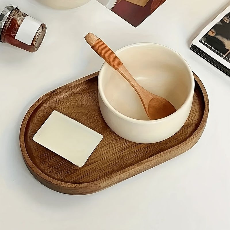 Multi Functional Wooden Tray Oval Solid Wood Platter 11 42 Inch For Breakfast Tea Cake Sushi Serving Plate Great Kitchen Accessory Home Restaurant And Party Use Christmas Halloween Gift Hand Wash - Image 3