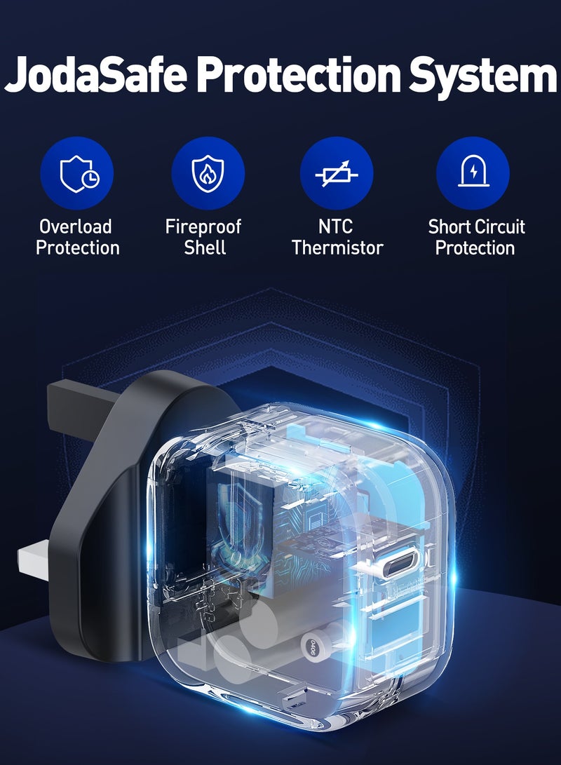 جودا شاحن جداري  جودا  بقوة 30 واط بمنفذ تايب سي – اسود شاحن سريع 30W ⚡ شاحن GaN 20W ⚡ شاحن جودا Type-C 🔌 شاحن USB Type-C 🔋 شاحن مدمج 📱 شاحن سريع للهواتف 📱ايفون⚡ محول  GaN سريع ⚡🔋شاحن للأجهزة المحمولة 📱💻شاحن للجهاز المحمول 📱🔋شاحن شحن سريع 30  وات ⚡💨شاحن للهواتف الذكية 📱📲شاحن للتابلت والساعات الذكية ⌚فيش  جودا للشحن السريع ⚡🔌 - Image 3