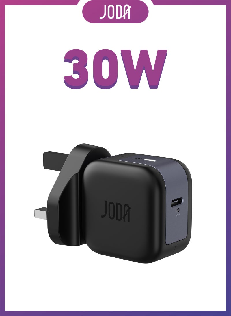 JODA 30W Wall Charger with Type-C Port – Black Fast 30W ⚡ 30W GaN Charger ⚡ Type-C Joda Charger 🔌 USB Type-C Charger 🔋 Compact Charger 📱 Fast Phone Charger 📱 iPhone ⚡ Fast GaN Adapter ⚡🔋 Mobile Device Charger 📱💻 Mobile Device Charger 📱🔋 30W Fast Charging Charger ⚡💨 Smart Phone Charger 📱📲 Tablet and Smart Watch Charger ⌚ Fast Charging JODA Adapter  ⚡🔌 - Image 1