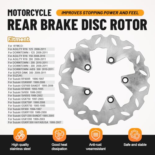GZYF 1PC Stainless Steel Motor Floating Disc Rotors Rear Brake Rotors For DOWNTOWN i 200 300 ABS 2009-2011 Silver - Image 5