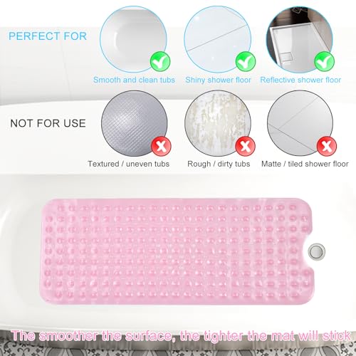 Sheepping Baby Bath Mat for Tub Non Slip Extra Long Cover Bathtub Mat for Toddler Kids 40 X 16 Inch - Eco Friendly Infant Bath Tub Mat with 200 Big Suction Cups,Machine Washable Shower Mat - Image 2