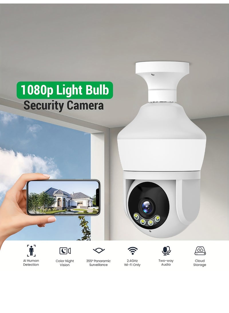 Onno Bulb Wireless Security Camera, 1080P HD WiFi Home Camera, 360° Pan 110° Tilt, Night Vision, Motion Detection, Two-Way Audio, Remote App Control, E27 Socket for Home & Rental - Image 2