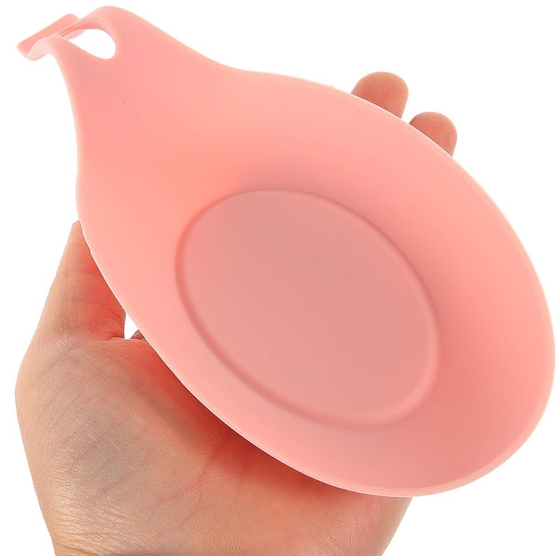 Pink Silicone Spoon Rest Heat Resistant Non Slip Ladle Holder Kitchen Utensil - Image 5