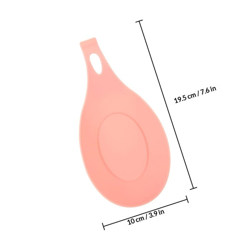 Pink Silicone Spoon Rest Heat Resistant Non Slip Ladle Holder Kitchen Utensil - Image 3