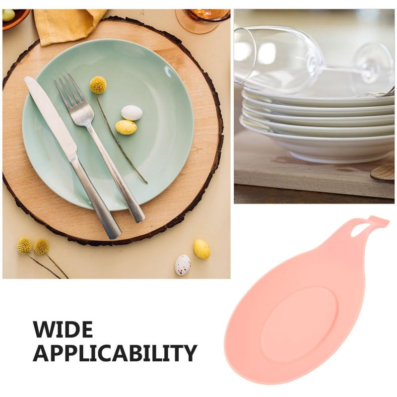 Pink Silicone Spoon Rest Heat Resistant Non Slip Ladle Holder Kitchen Utensil - Image 4
