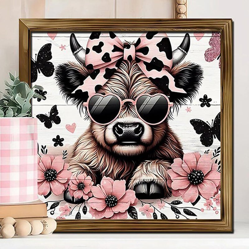 Cow Pictures - with Frame Cute Funny Farmhouse Rustic Decoration,Animals Collection Wall Art - for Living Room Bedroom Bathroom Office Home - Image 3