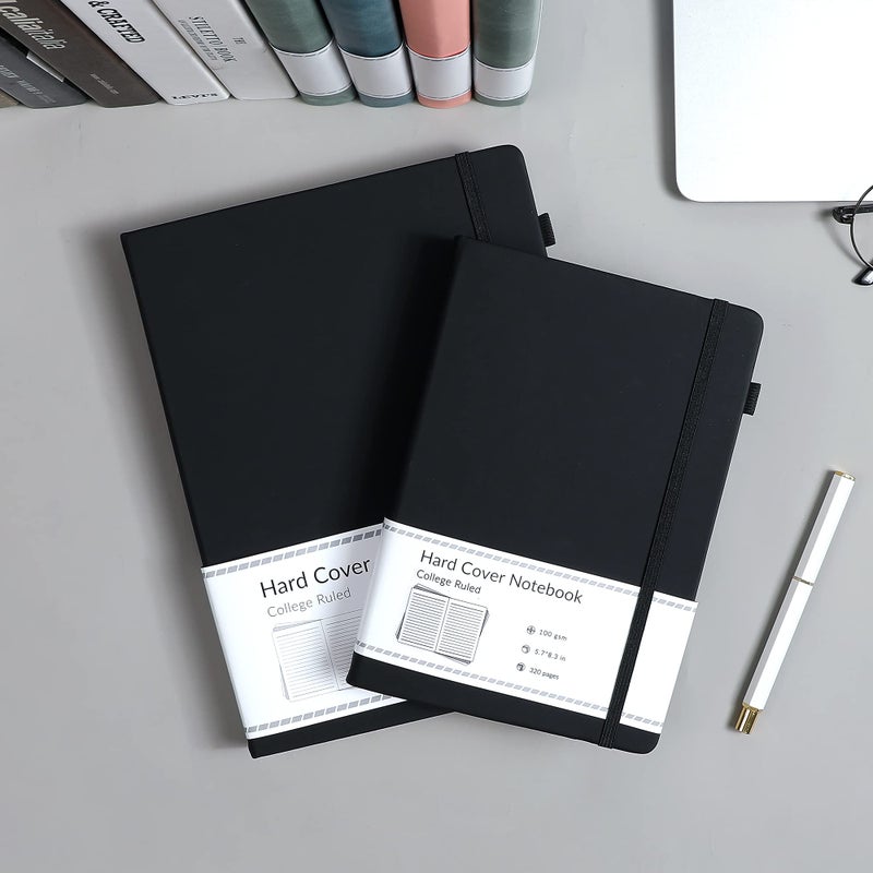 CAGIE Lined Journal Notebook, 320 Pages College Ruled Notebook, 100 Gsm Paper Thick Journal, B5 Hardcover Leather Journals for Writing Women Men, 7.6x10 In, Black - Image 3
