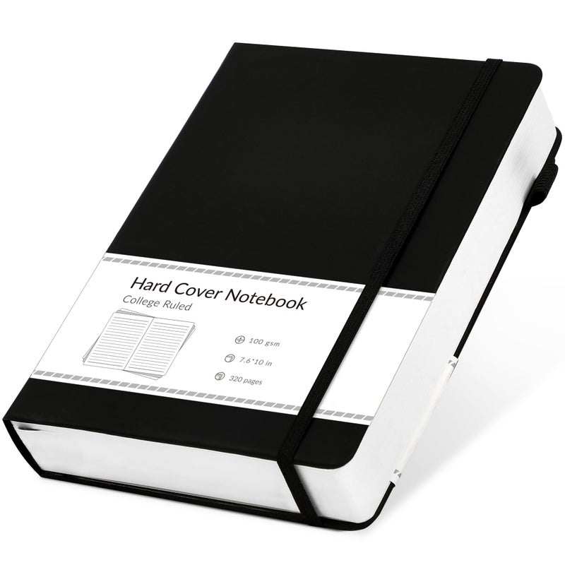 CAGIE Lined Journal Notebook, 320 Pages College Ruled Notebook, 100 Gsm Paper Thick Journal, B5 Hardcover Leather Journals for Writing Women Men, 7.6x10 In, Black - Image 1