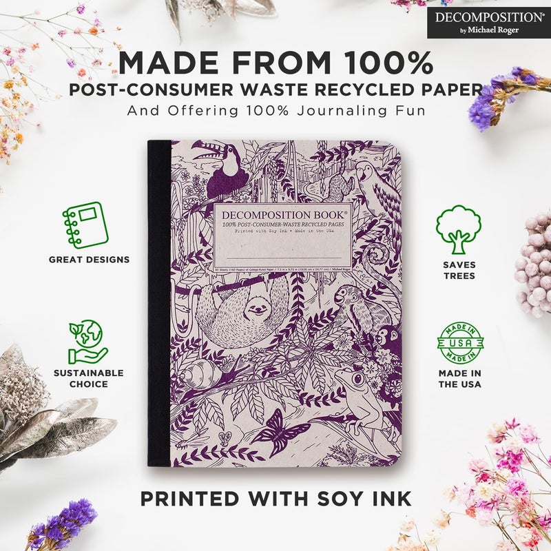 Decomposition Rainforest College Ruled Composition Notebook - 9.75 x 7.5 Journal with 160 Lined Pages - Notebooks for School Supplies, Home & Office - 100% Recycled Paper - Made in USA - Image 3