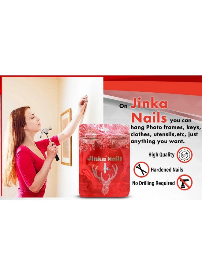 JINKA مسامير جينكا (كبيرة، عبوة 30 قطعة) خطافات حائط لتعليق إطارات الصور الكبيرة، الساعات، المرايا، الأدوات، النباتات، اللوحات والأغراض الزخرفية. تحمل حتى 5 كجم. خطافات حائط لتعليق قوية. - Image 2