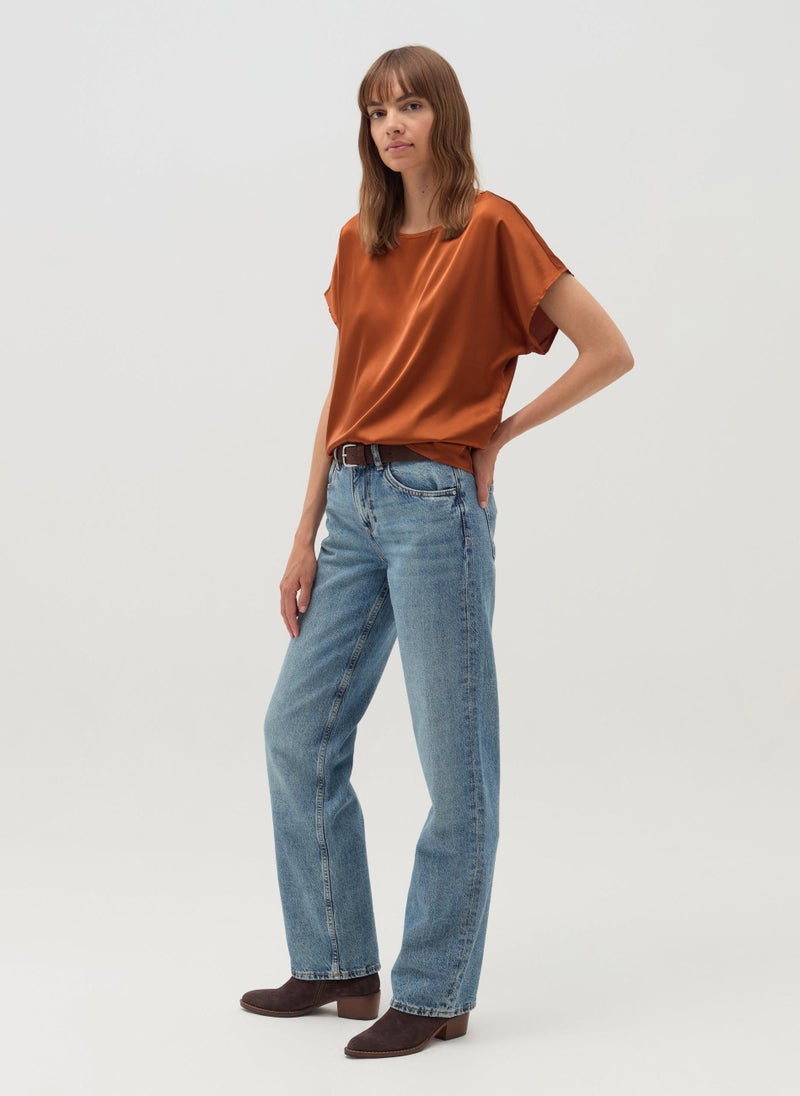 او في اس بلوزة ساتان بأكمام كيمونو - Image 1