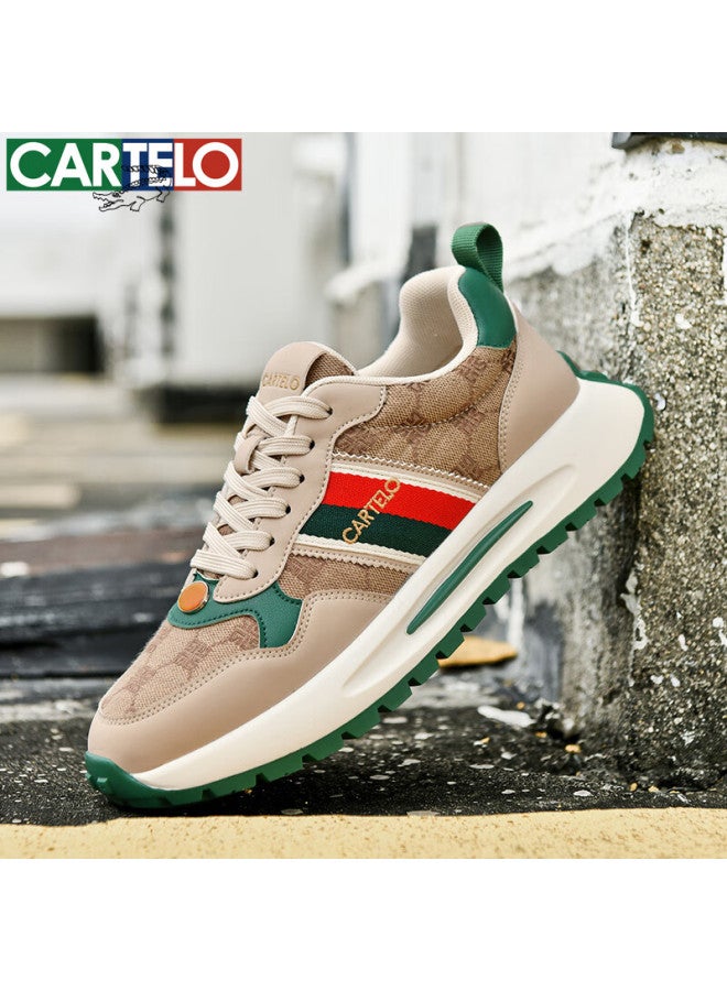 Cartelo Men's Spring Autumn Sports Casual Breathable Thick Sole Height Increasing Dad Shoes Qh8708 Beige Green Size 38 - Image 5