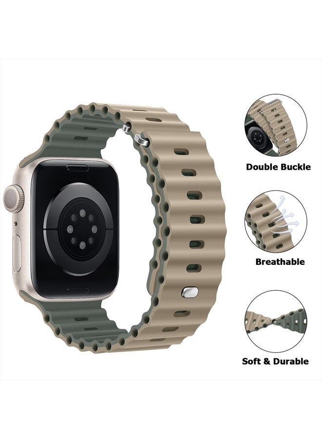 Anlinser Bands Compatible with Apple Watch Band 49mm 45mm 44mm 42mm 41mm 40mm 38mm, Adjustable Loop Designed for Apple Watch Ultra 2/Ultra SE Series 9 8 7 6 5 3(41mm/40mm/38mm, Khaki/Gray Green) - Image 4