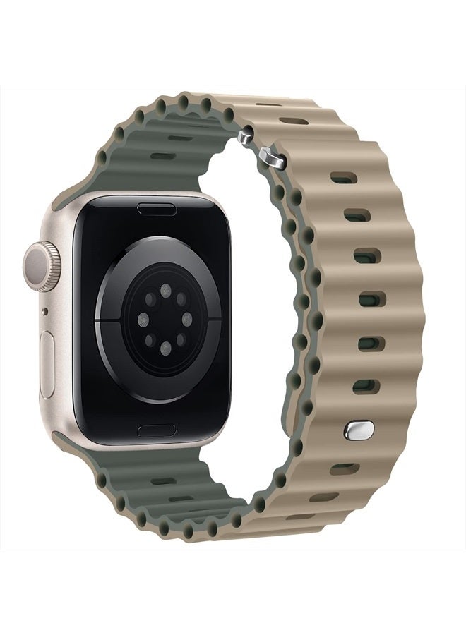 Anlinser Bands Compatible with Apple Watch Band 49mm 45mm 44mm 42mm 41mm 40mm 38mm, Adjustable Loop Designed for Apple Watch Ultra 2/Ultra SE Series 9 8 7 6 5 3(41mm/40mm/38mm, Khaki/Gray Green) - Image 2