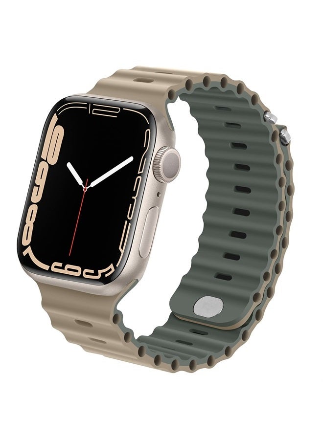 Anlinser Bands Compatible with Apple Watch Band 49mm 45mm 44mm 42mm 41mm 40mm 38mm, Adjustable Loop Designed for Apple Watch Ultra 2/Ultra SE Series 9 8 7 6 5 3(41mm/40mm/38mm, Khaki/Gray Green) - Image 1