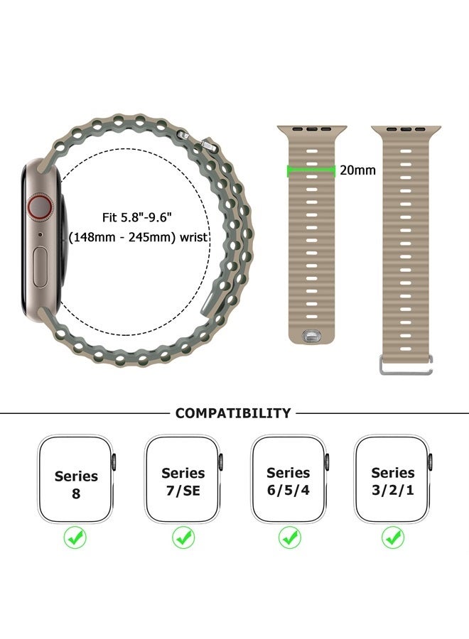 Anlinser Bands Compatible with Apple Watch Band 49mm 45mm 44mm 42mm 41mm 40mm 38mm, Adjustable Loop Designed for Apple Watch Ultra 2/Ultra SE Series 9 8 7 6 5 3(41mm/40mm/38mm, Khaki/Gray Green) - Image 3