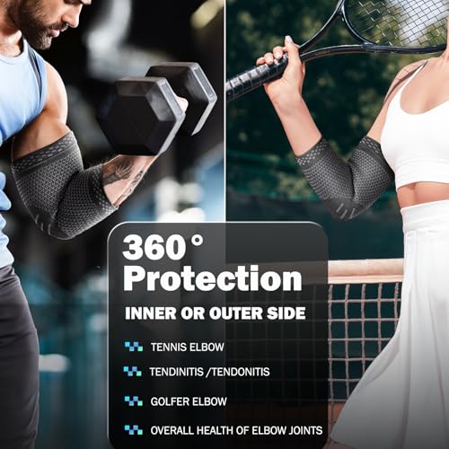 POWERLIX Arm Orthopedic Brace Compression Support (Pair) - Elbow Sleeve for Arthritis, Golf Elbow,Golfers Elbow,Pain Relief,Tendonitis,Tennis (Black, M) - Image 2