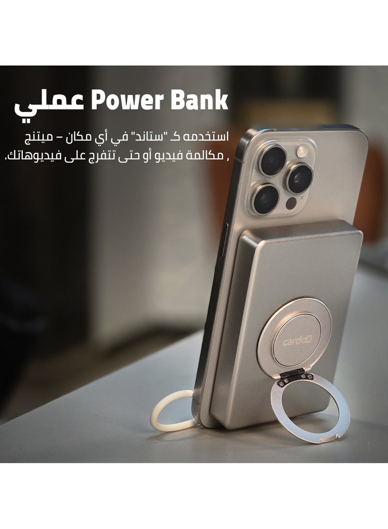 cardoO Power Bank 5000mAh – Slim & Portable – Fast USB-C PD Charging – Universal Compatibility – Gold - Image 2