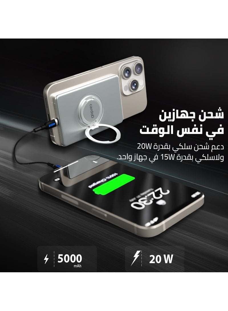 cardoO Power Bank 5000mAh – Slim & Portable – Fast USB-C PD Charging – Universal Compatibility – Gold - Image 5