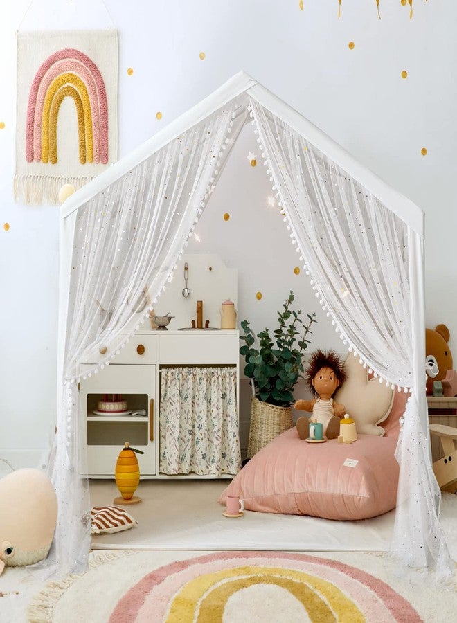 LOAOL Play Tent for Kids with Star Lights, Large Kids House Indoor & Outdoor, Castle Tent for Girls Decorated Sequin Sparkle Stars, Playhouse with Front & Rear Doors for Toddler, Boho Decor - Image 4