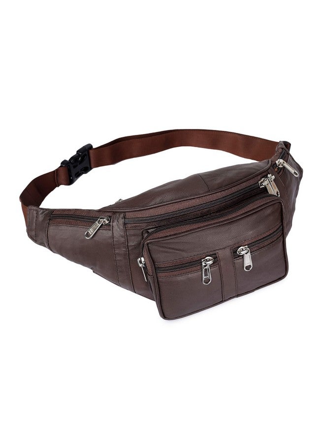 K London Leather Brown Waist Bag Travel Pouch Passport Holder Fanny Bag (268_Brown) - Image 1
