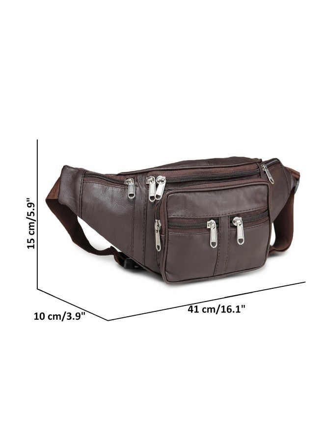 K London Leather Brown Waist Bag Travel Pouch Passport Holder Fanny Bag (268_Brown) - Image 3
