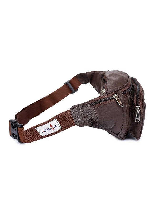 K London Leather Brown Waist Bag Travel Pouch Passport Holder Fanny Bag (268_Brown) - Image 5