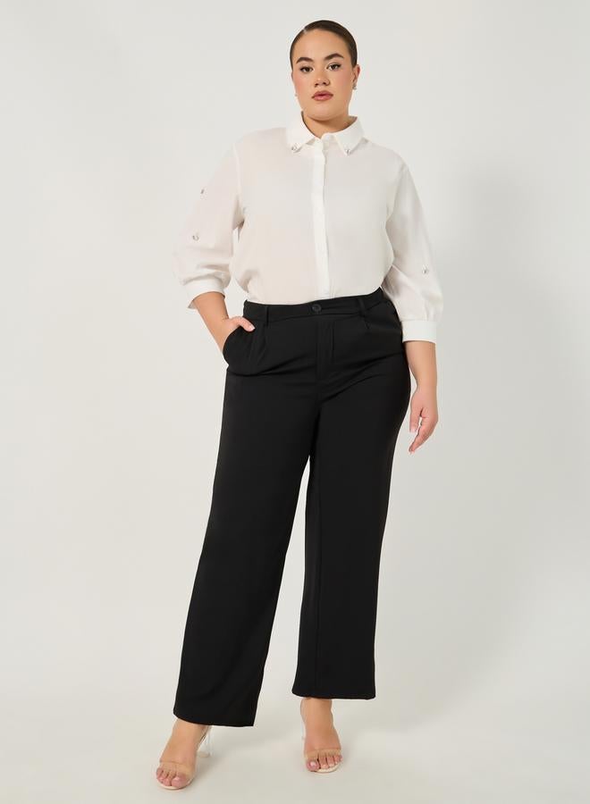 Styli Plus Size Balloon Sleeves Collared Shirt  - Image 3