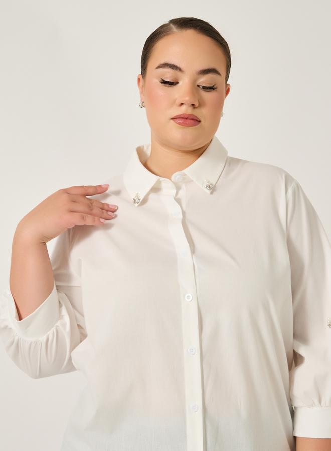 Styli Plus Size Balloon Sleeves Collared Shirt  - Image 4