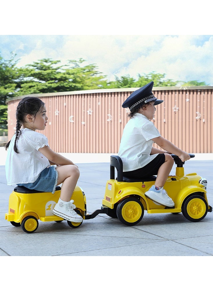 Trackless Ride On Train Set, 2 Seater Baby Ride On Toy Includes 1 Locomotive and 1 Carriage, Electric Toodler Kids Ride On Car with Music for Boys Girls 3+  - Image 4