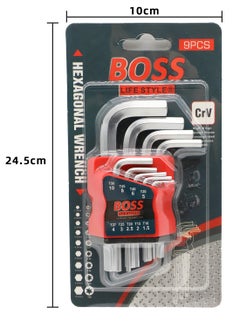 BOSS LIFE STYLE Hex Key, Hex Key Allen Wrench Set, Hex Keys Set-9pcs with holder stand, L key Stanley Set with 9 Pcs Long arm Flat end (1.5mm – 10mm), 1 pack Include 9 pcs with stand holder  - Image 2