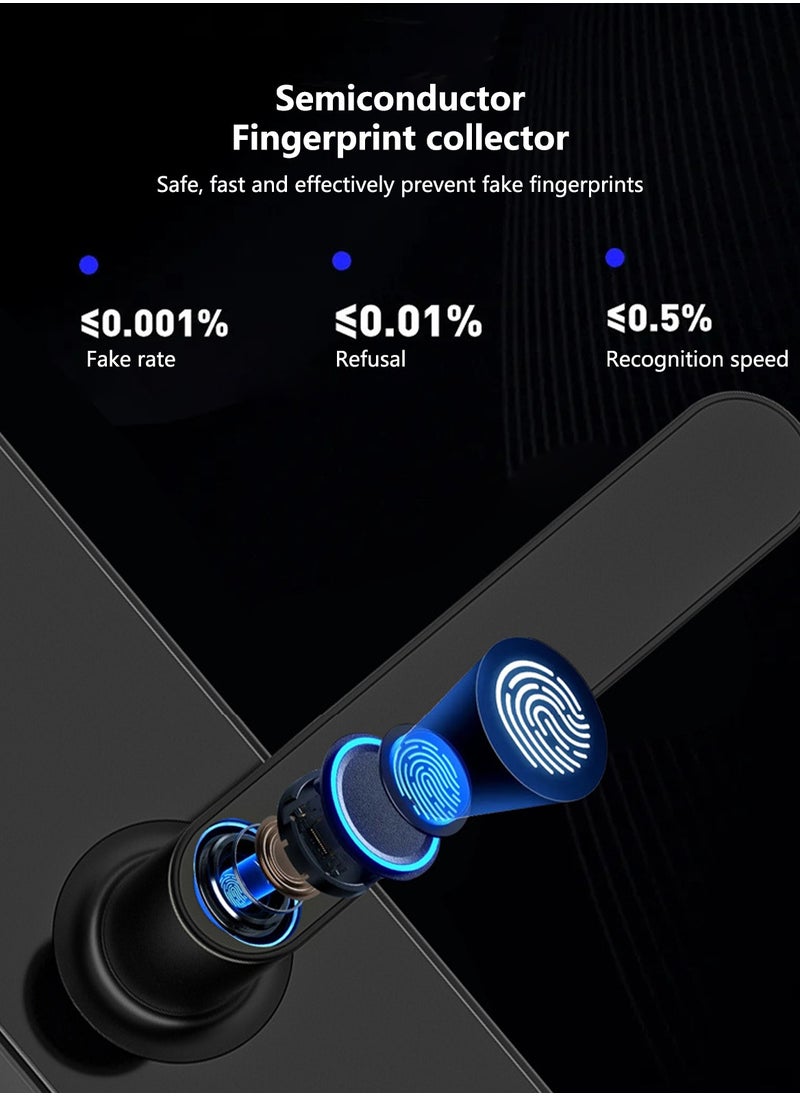Sharpdo - Smart Fingerprint Electronic Door Lock with Bluetooth - Versatile Access via Fingerprint, Card, Key & Password - Ideal for Home, Apartment, Office, and Hotel Security - Image 1